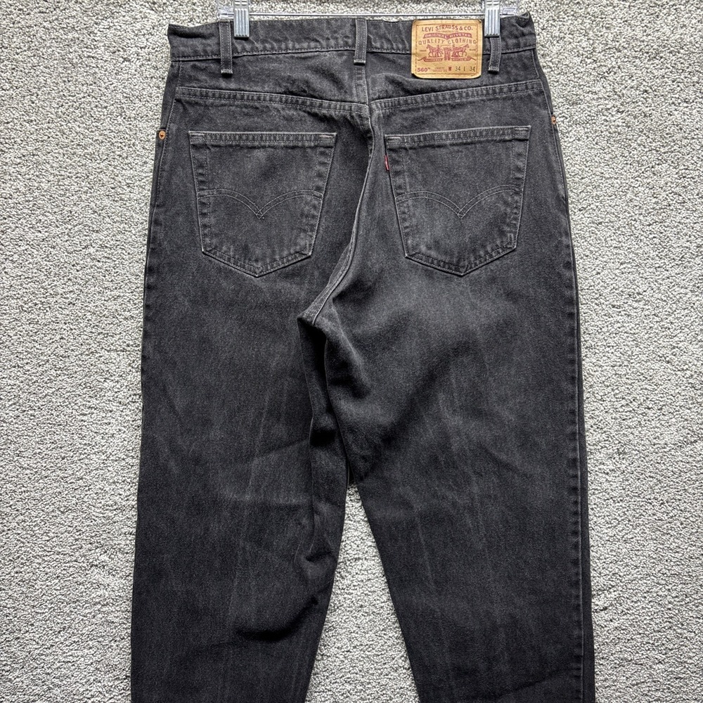 VTG 90s Levis 560 Jeans Black Denim 34x34 Loose Fit Tapered Leg Made in‎ USA